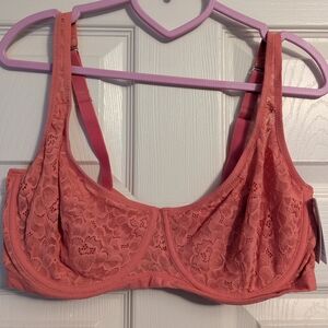 Auden Lace Underwire Bra in Coral NWT